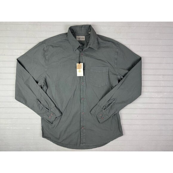 Coastaoro Size M Mens Shirt Charcoal Gray Long Sleeve Button Up - Picture 1 of 5